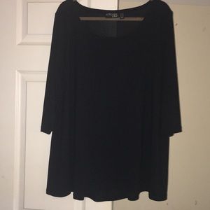 Attitudes by Renee 1X shirred back top in black